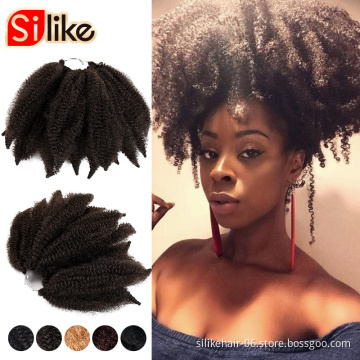 Silike Handmade  Crochet Marley Braids 8 inch Spring Soft Afro Twist Synthetic Braiding Hair Extensions High Temperature Fiber